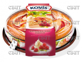 Пирог бисквитный Kovis с начинками сливочной и малиновой 400гр/ 6шт 