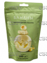 Бананы в белой шоколадной глазури дой-пак 200г/12шт 6001