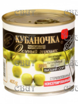 Горошек зеленый из мозговых сортов Гост Кубаночка ж/б с ключом 400г(425мл)/12шт СПЕЦЦЕНА
