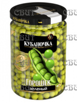 Горошек зеленый из мозговых сортов в/с Гост Кубаночка 370г/12шт ст/б