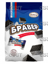 Бравер какао и молоко вафли в завертке 250г/6шт 
