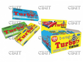 жев.резинка недражированная TURBO со вкусами вишни,дыни, персика 100шт*10бл