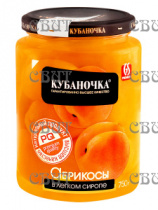 Абрикосы в легком сиропе Кубаночка 750г/8шт ст/б