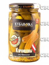 Огурцы360 маринованные Корнишоны по-венски Кубаночка 360г(370 мл)/12шт ст/б