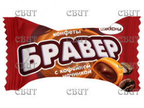 Бравер с кофейной начинкой (карамель жевательная) 1кг/6шт