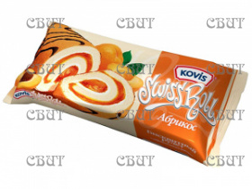 Рулет бискв Kovis с кремом и начинкой абрикос 175г*15шт 330