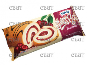 Рулет бискв Kovis с кремом и фрукт-ягод начинкой вишня 175г/15шт  332
